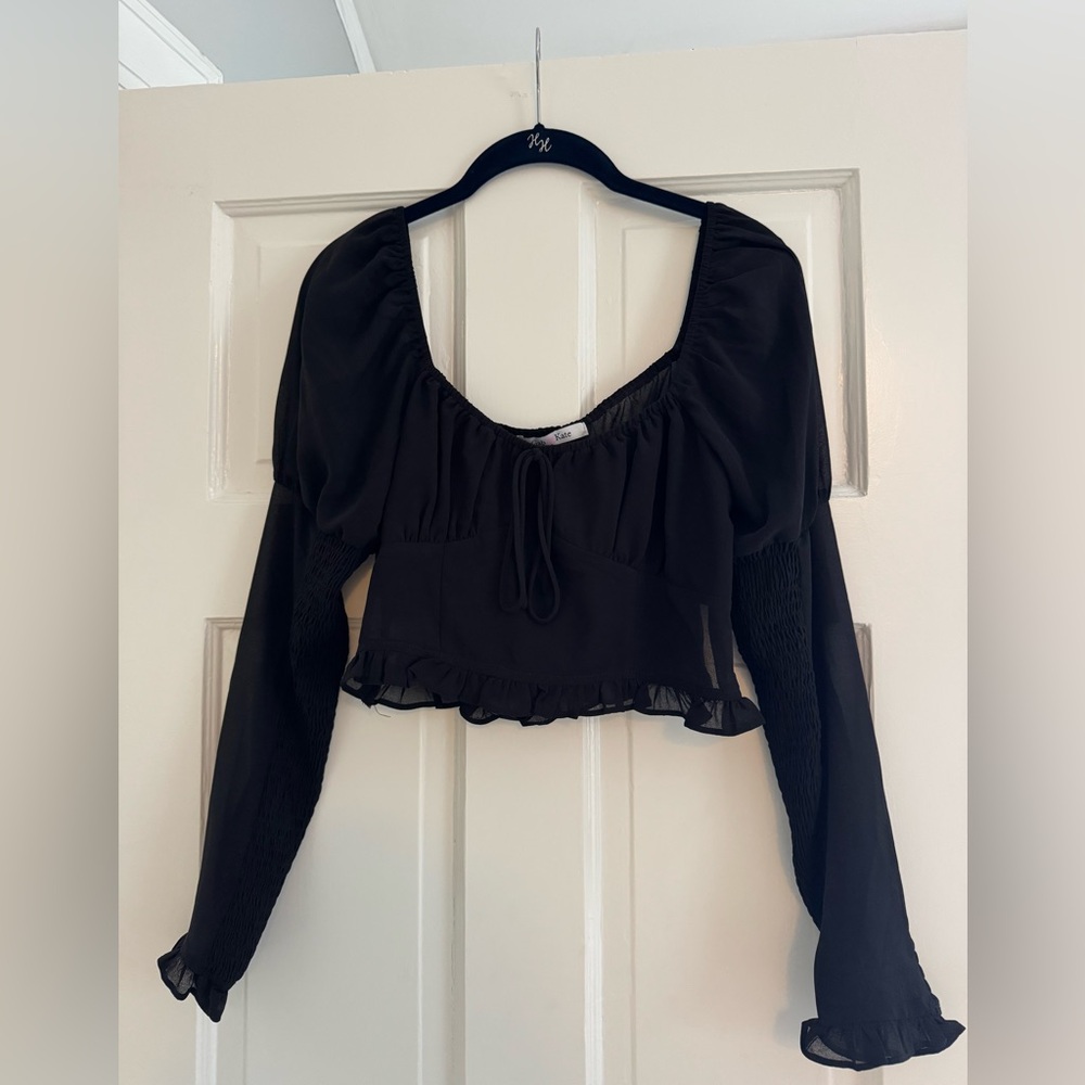 Chic Black Women's Mesh Blouse